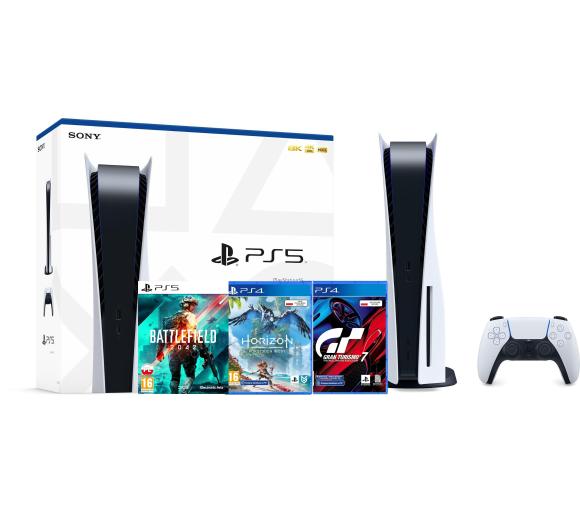 konsola PS5 Sony PlayStation 5 (PS5) + Gran Turismo 7 + Horizon Forbidden West + Battlefield 2042