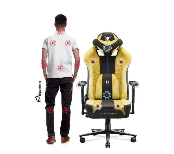Diablo Chairs X-Player 2.0 Normal Size  Gamingowy do 150kg Skóra ECO Tkanina Dark sunflower  - Kup na Raty - RRSO 0%