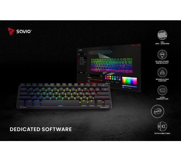 Savio Blackout BROWN Outemu Brown Czarny