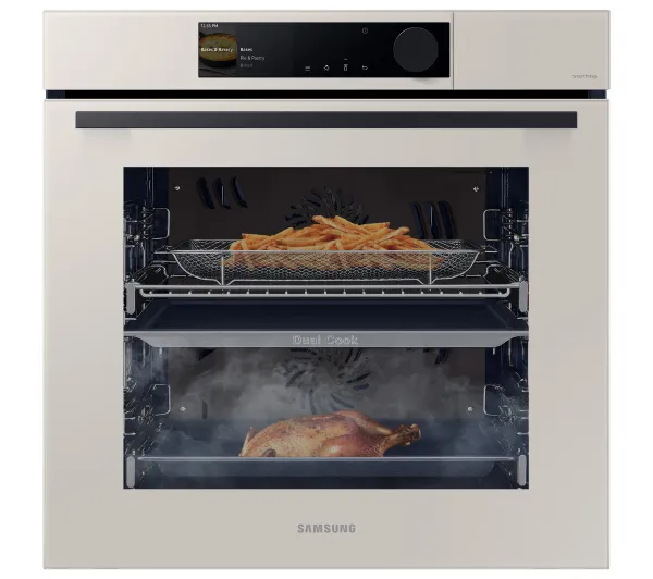 Piekarniki do zabudowy - Samsung Bespoke NV7B6665IAA Dual Cook Termoobieg AirFry Zdalne sterowanie Beżowy