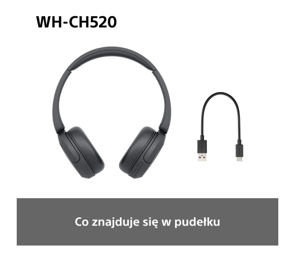 Sony WH-CH520 Nauszne Bluetooth 5.2 Czarny - ⚡ BESTSELLERY ⚡