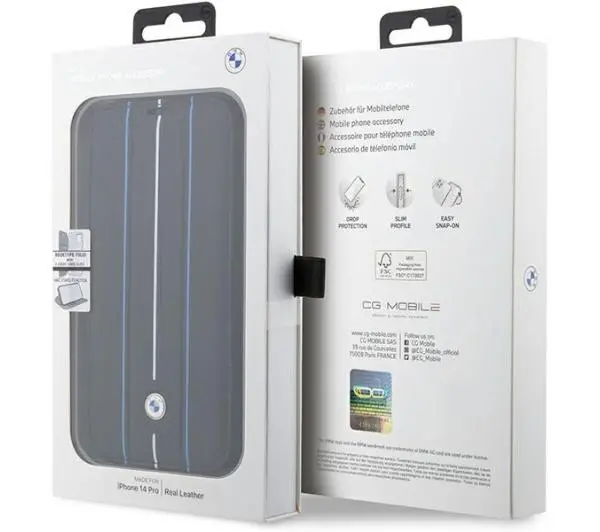 BMW Leather Stamp Blue Lines BMBKP14L22RVSK do iPhone 14 Pro