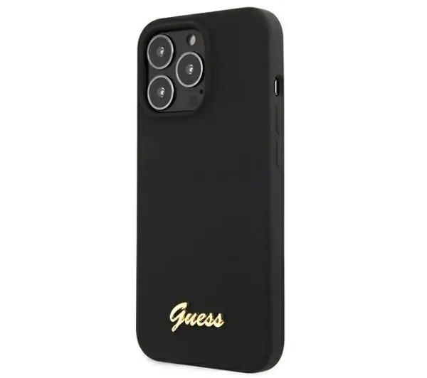Guess Silicone Script Gold Logo MagSafe GUHMP13XLSLMGBK do iPhone 13 Pro Max