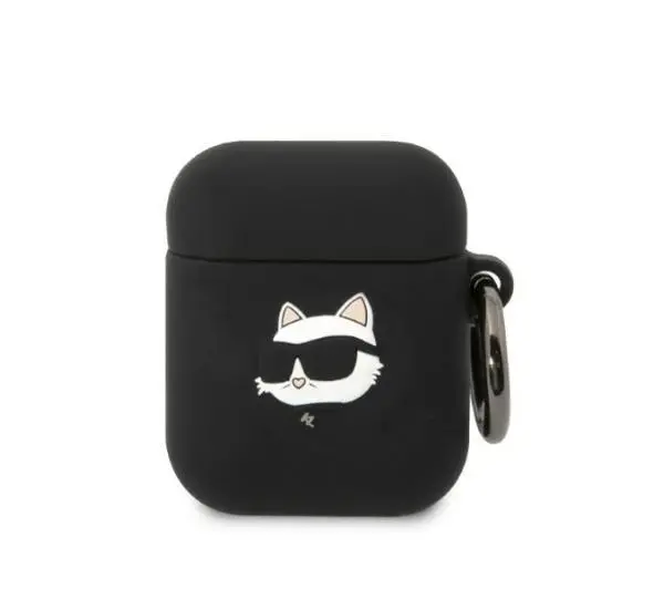 Etui na słuchawki KARL LAGERFELD Silicone Choupette Head 3D do Apple AirPods 1/2 Czarny
