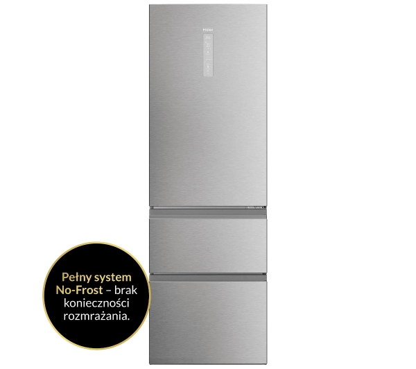 Haier Seria 5 HTW5618DNMG Pełny No Frost 185cm Szuflada z kontrolą wilgotności Zdalne sterowanie Inox - Kup na Raty - RRSO 0%
