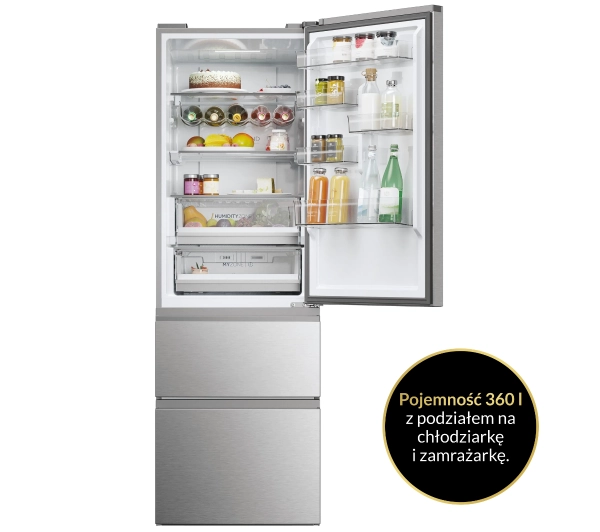 Haier Seria 5 HTW5618DNMG Pełny No Frost 185cm Szuflada z kontrolą wilgotności Zdalne sterowanie Inox - Kup na Raty - RRSO 0%