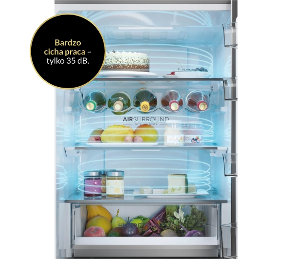 Haier Seria 5 HTW5618DNMG Pełny No Frost 185cm Szuflada z kontrolą wilgotności Zdalne sterowanie Inox - Kup na Raty - RRSO 0%