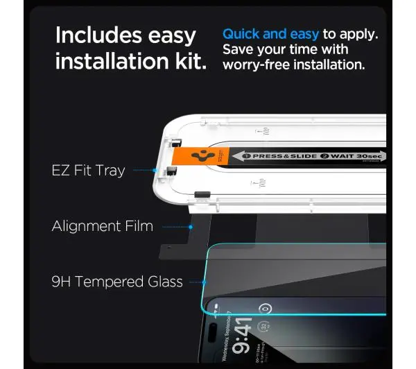 Spigen z aplikatorem Glas.tR EZ Fit do iPhone 15 Pro Max - 2 pack