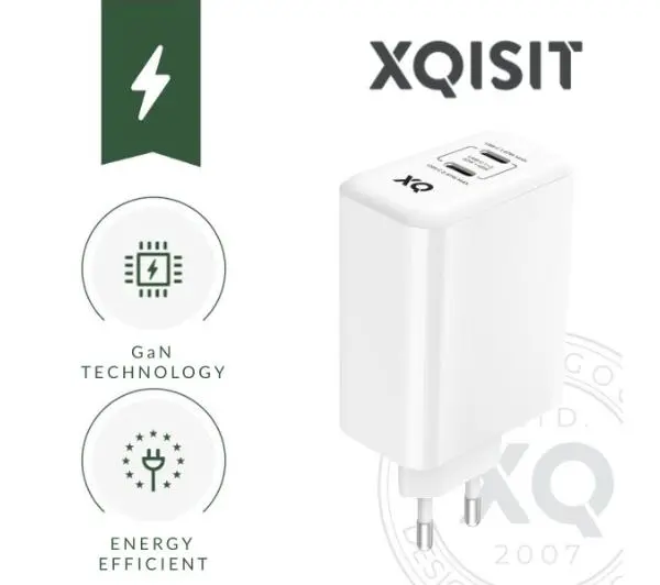 Xqisit dual USB C - 67W Power Delivery 3.0 GaN Biały