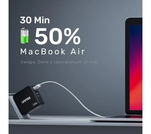 Unitek GaN PD 65W 2xUSB-C 1xUSB-A