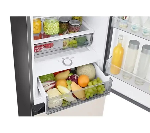 Samsung Bespoke RB38C7B5D39 Funkcje AI Pełny No Frost 203cm Szuflada z kontrolą wilgotności Zdalne sterowanie Satynowy Beż - Kup na Raty - RRSO 0%