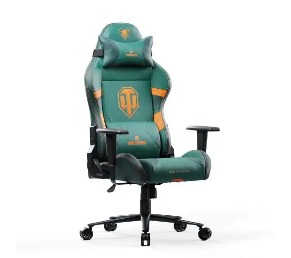 Diablo Chairs X-One 2.0 World of Tanks Gamingowy do 160kg Skóra ECO Tkanina Zielono-pomarańczowy - Kup na Raty - RRSO 0%