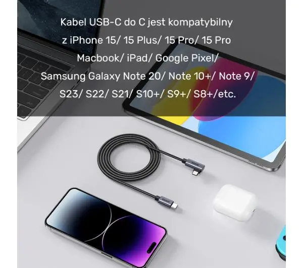 Unitek USB-C Power Delivery 100W 3m Szary