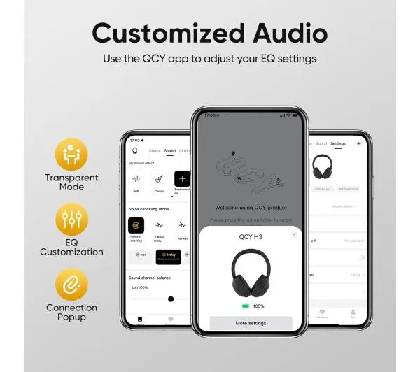 QCY H3 ANC Nauszne Bluetooth 5.3 Biały