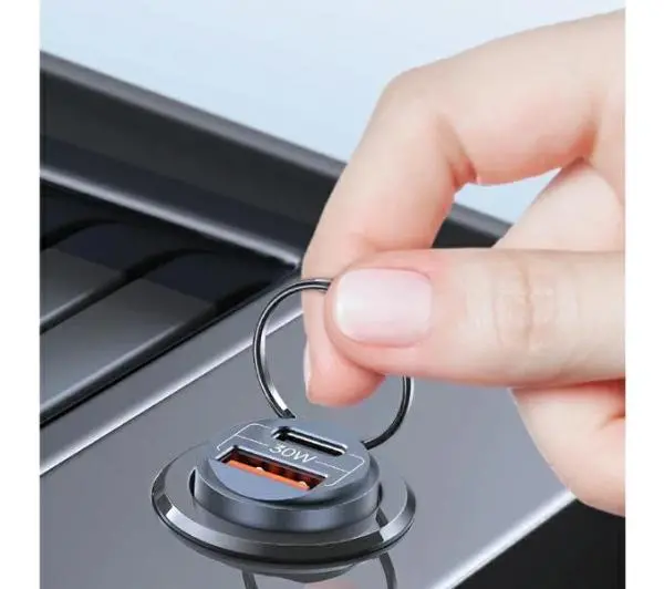 USAMS 1xUSB+1xUSB-C C38 30W PD Fast Charge Fioletowy