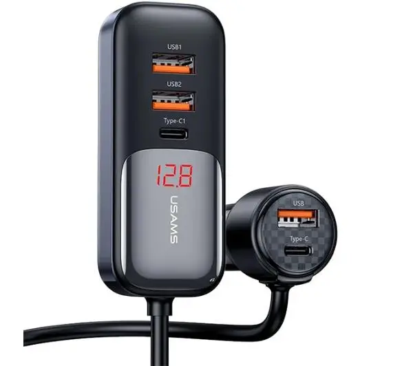 USAMS C40 3xUSB+2xUSB-C 165W PD+QC Fast Charge Czarny