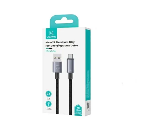 USAMS USB do microUSB 2A 1,2m Fast Charging Stalowy