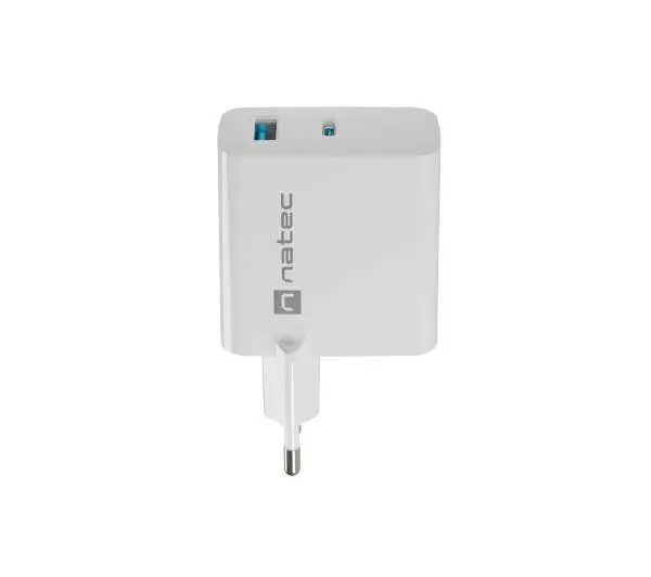 Natec Ribera GaN 1xUSB-A + 1xUSB-C 45W Biały