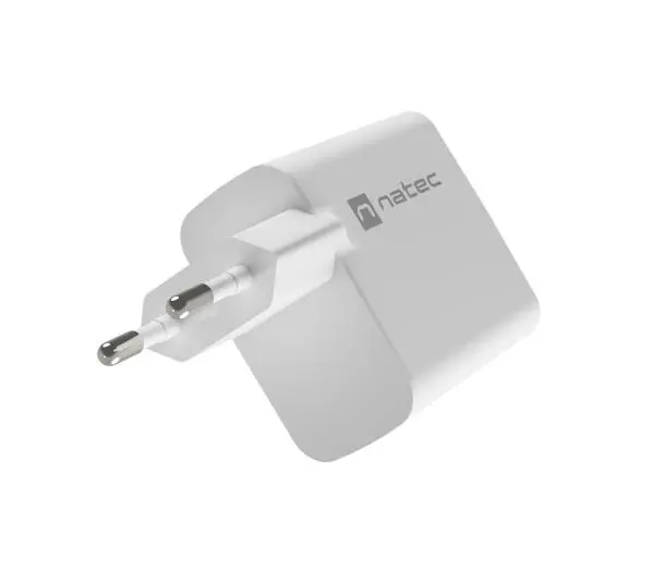 Natec Ribera GaN 1xUSB-A + 1xUSB-C 45W Biały