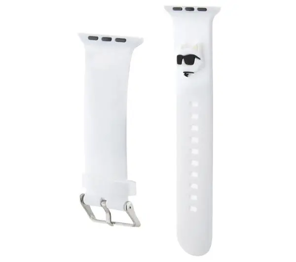 Pasek KARL LAGERFELD 3D Rubber Choupette do Apple Watch do koperty 38/40/41mm Biały