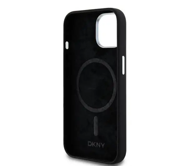 DKNY Hardcase Liquid Silicone Small Metal Logo MagSafe do iPhone 15 Plus Czarny