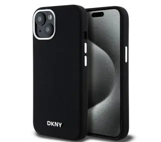 DKNY Hardcase Liquid Silicone Small Metal Logo MagSafe do iPhone 15 Plus Czarny