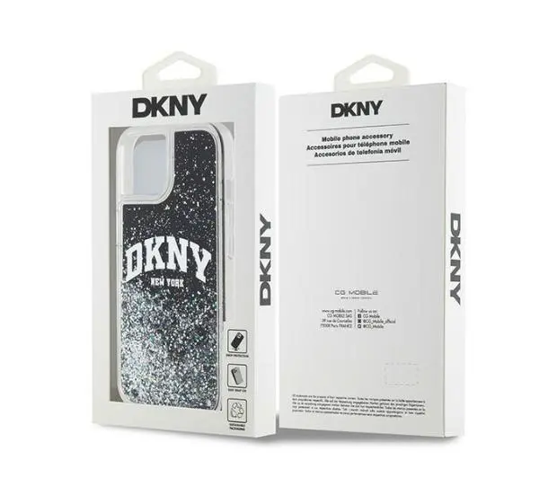 DKNY Hardcase Liquid Glitter Big Logo do iPhone 14 Czarny