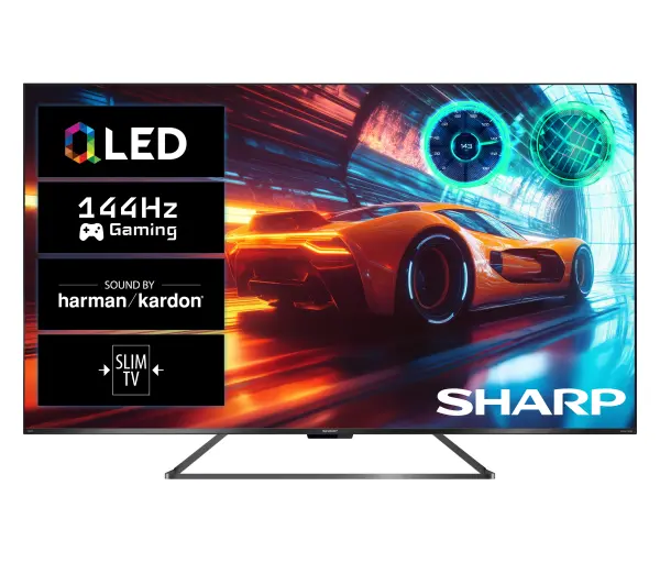 Sharp 65GR8765E 65" QLED 4K 144Hz Google TV Funkcje AI Dolby Vision IQ Dolby Atmos DTS X HDMI 2.1 DVB-T2
