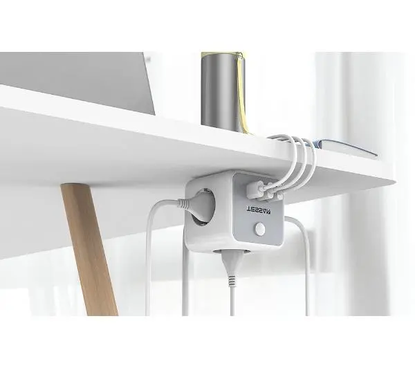 Tessan TS-301-C-GR 3 gniazda 2x USB-A USB-C 2m Biały
