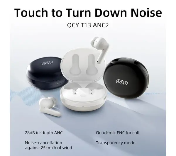 QCY T13 ANC2 Dokanałowe Bluetooth 5.3 Biały