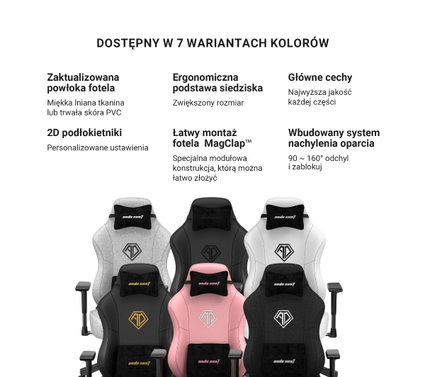 Anda Seat Phantom 3 L Gamingowy do 120kg Tkanina Czarny - Kup na Raty - RRSO 0%
