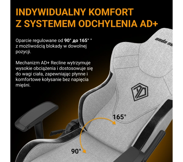 Anda Seat  T-Pro 2 XL Gamingowy do 200kg Tkanina Szary - Kup na Raty - RRSO 0%