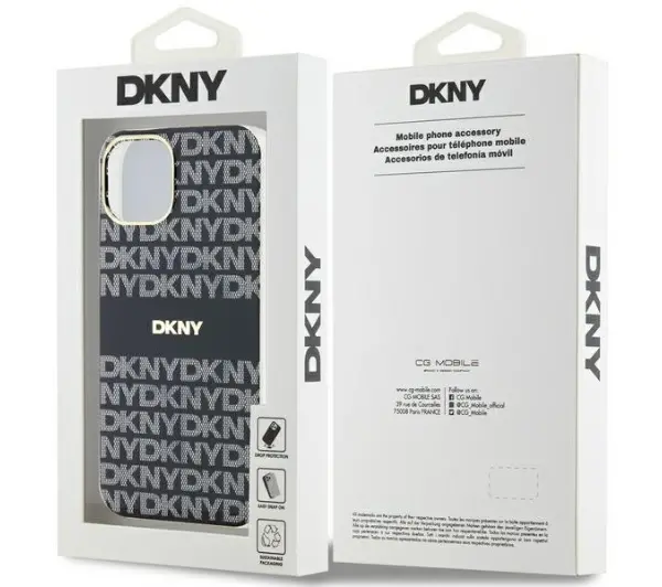 DKNY IML Mono & Stripe MagSafe do iPhone 15 Czarny