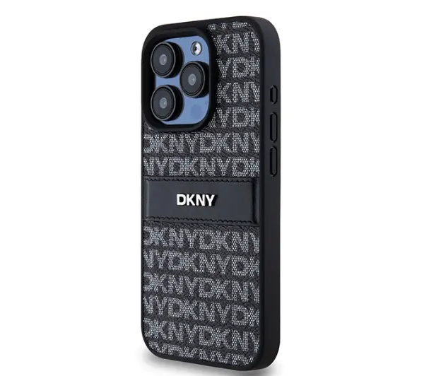 DKNY Hardcase Leather Mono Stripe & Metal Logo do iPhone 15 Pro Max Czarny