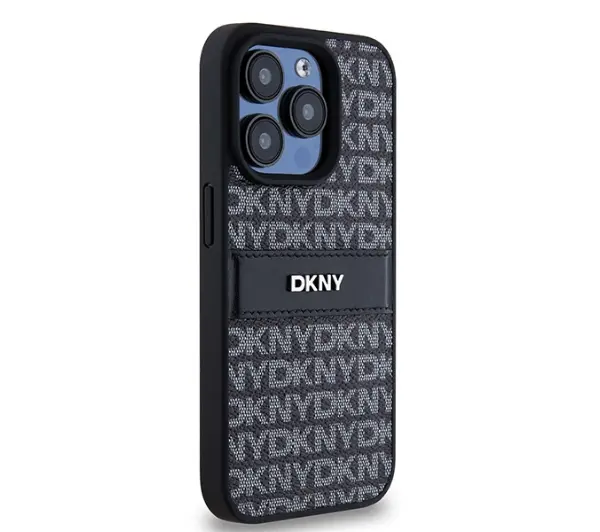 DKNY Hardcase Leather Mono Stripe & Metal Logo do iPhone 15 Pro Max Czarny