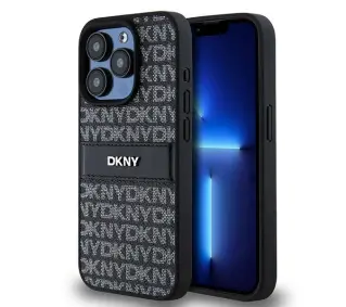 DKNY Hardcase Leather Mono Stripe & Metal Logo do iPhone 15 Pro Max Czarny