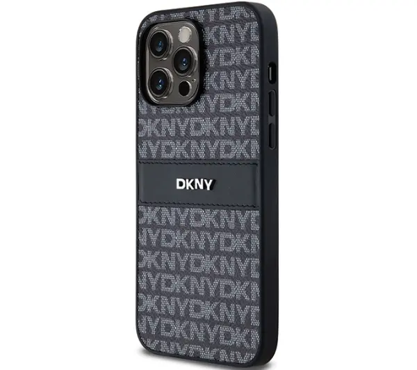 DKNY Hardcase Leather Mono Stripe & Metal Logo do iPhone 15 Plus Czarny