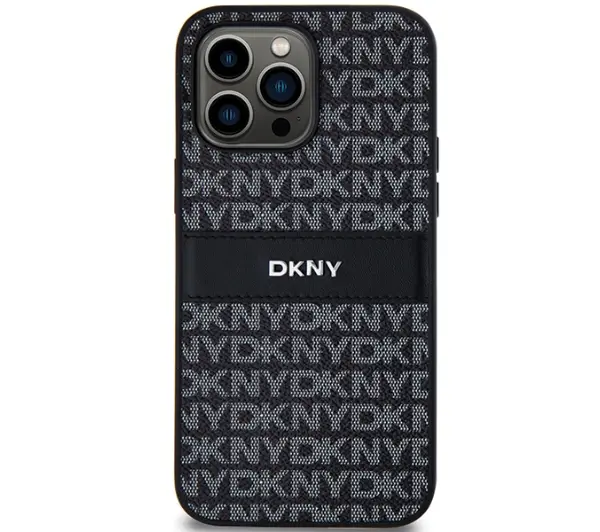 DKNY Hardcase Leather Mono Stripe & Metal Logo do iPhone 15 Plus Czarny
