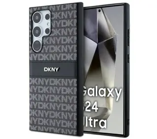 DKNY Leather Mono Stripe & Metal Logo do Samsung Galaxy S24 Ultra Czarny