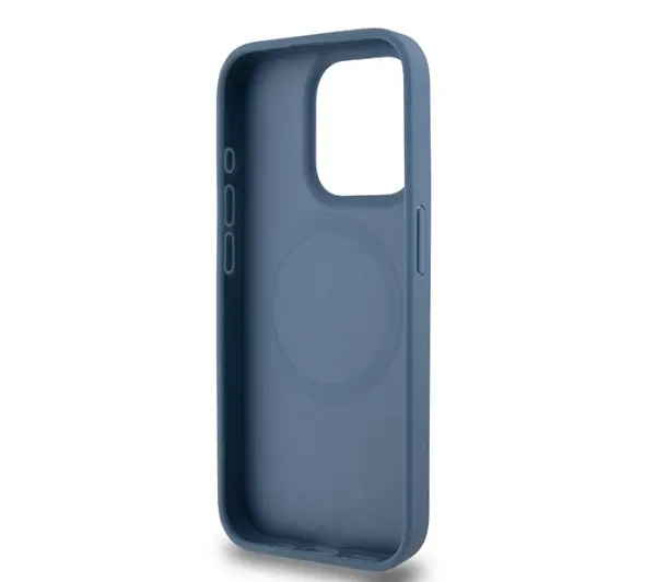 DKNY Hardcase Leather Monogram Pattern Metal Logo MagSafe DKHMP15LPSHRPSB do iPhone 15 Pro Niebieski
