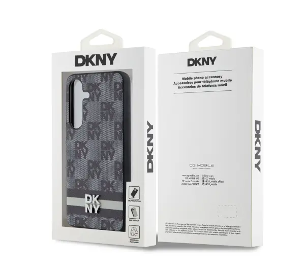 DKNY Checkered Mono Pattern & Printed Stripes do Samsung Galaxy S24+ Czarny