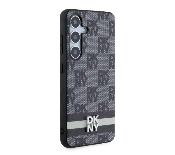 DKNY Checkered Mono Pattern & Printed Stripes do Samsung Galaxy S24+ Czarny