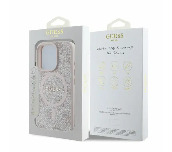 Guess 4G Ring Classic Logo MagSafe do iPhone 16 Pro Max Różówy