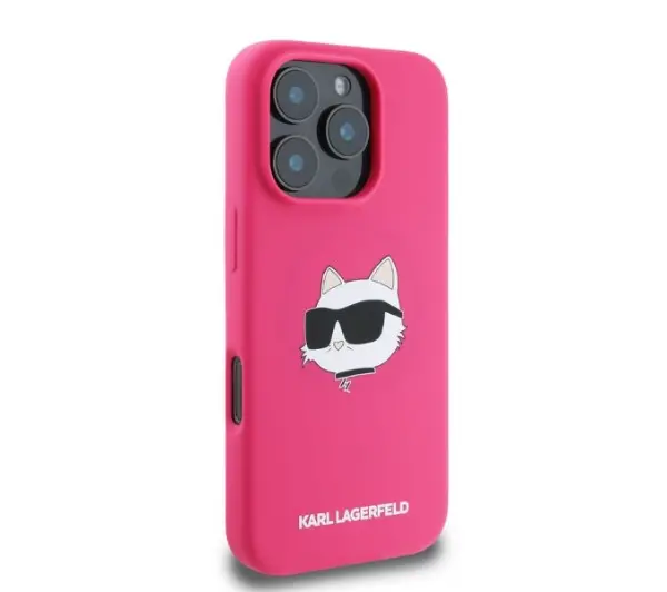 Karl Lagerfeld hardcase Silicone Choupette Head Print MagSafe iPhone 16 Pro Max Fuksja
