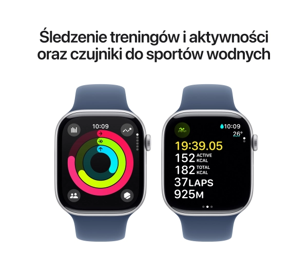 Apple Watch Series 10 GPS AI 46mm z aluminium srebrny pasek sportowy denim S/M - ⚡ EURO HIT CENOWY! ⚡ - Kup na Raty - RRSO 0%