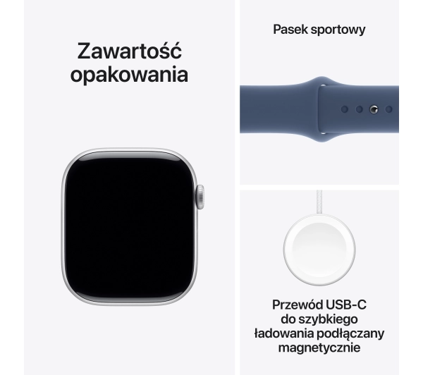 Apple Watch Series 10 GPS AI 46mm z aluminium srebrny pasek sportowy denim S/M - ⚡ EURO HIT CENOWY! ⚡ - Kup na Raty - RRSO 0%