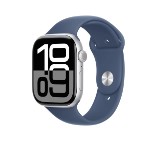 Apple Watch Series 10 GPS AI 46mm z aluminium srebrny pasek sportowy denim S/M - ⚡ EURO HIT CENOWY! ⚡ - Kup na Raty - RRSO 0%