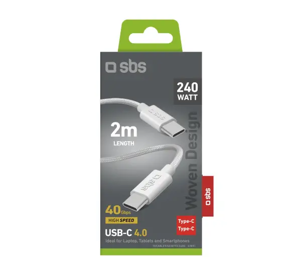 SBS USB-C do USB-C 4.0 240W 1m Biały