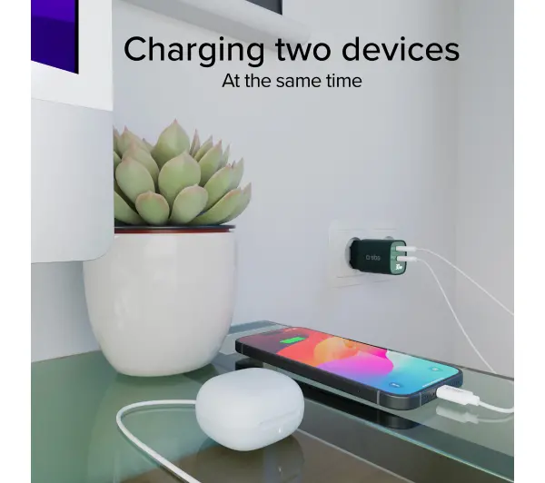 SBS LCD GaN PD30W USB-C USB-A Zielony
