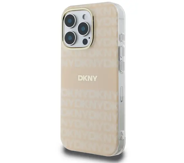 DKNY Repeat texture patern & Stripe MagSafe do iPhone 16 Pro Różowy